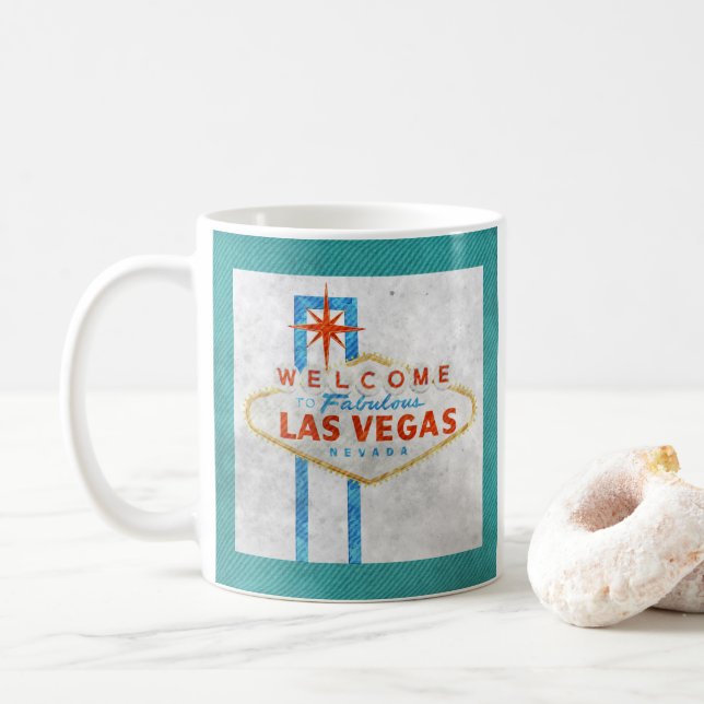 Taza De Café grunge del signo de las vegas (Con donut)