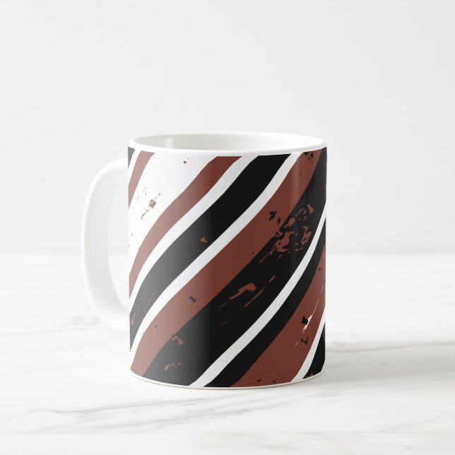 Taza De Café Grunge Diagonal Striped Abstract Design (Anverso izquierdo)