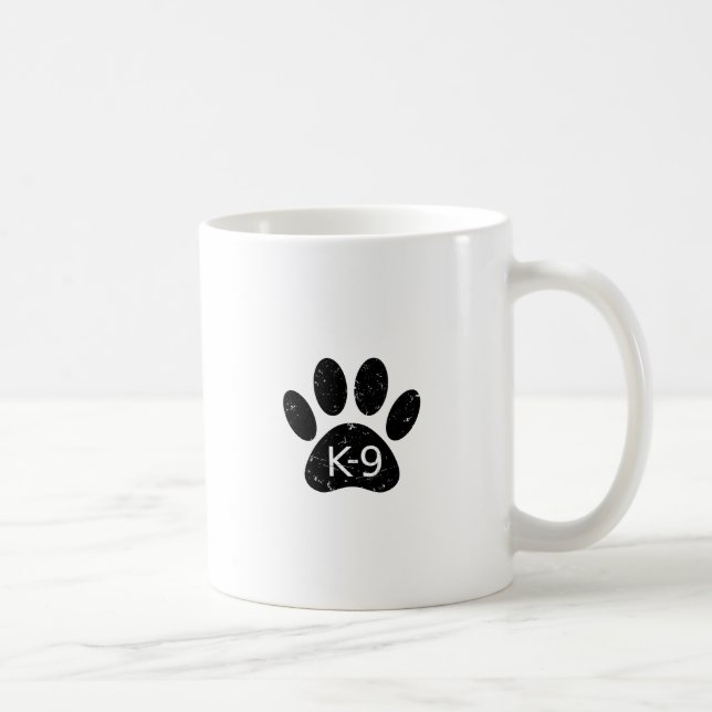 Taza De Café Grunge Perro angustiado Paw K-9 (Derecha)