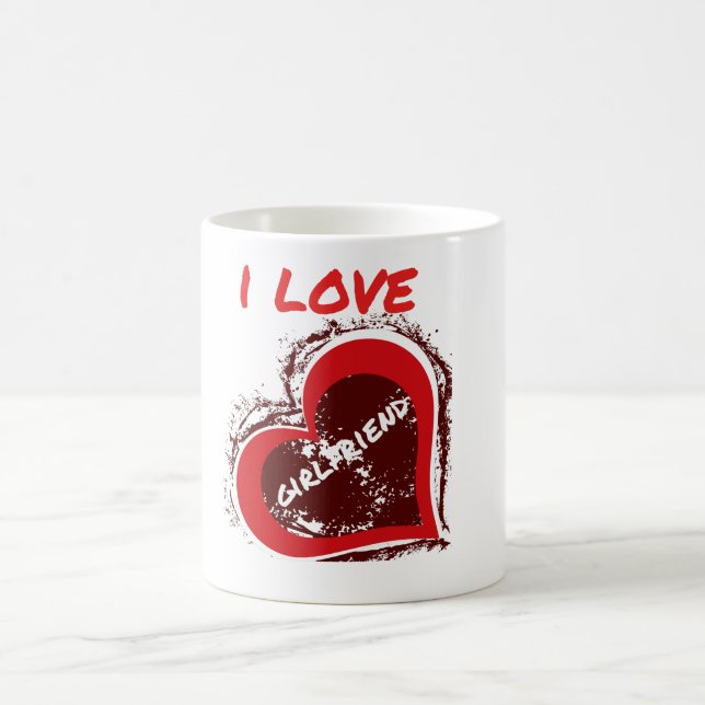 Taza De Café Grunge Style I Love My Girlfriend Heart Design (Centro)