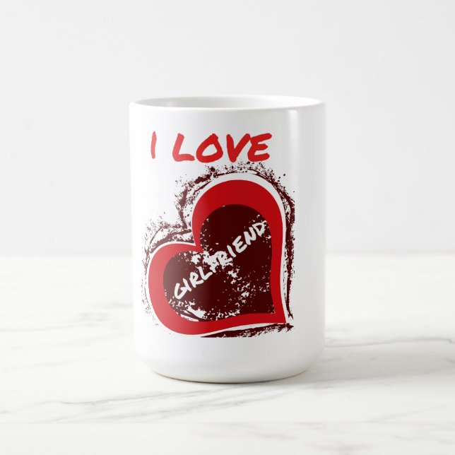Taza De Café Grunge Style I Love My Girlfriend Heart Design (Centro)