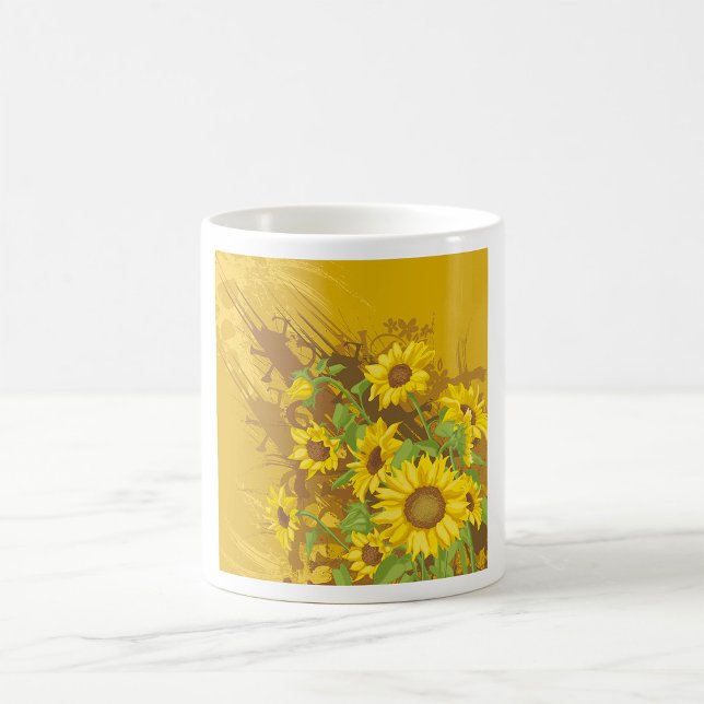 Taza De Café Grunge Sunflower Art Negrita Floral Rústica Amaril (Subido por el creador)