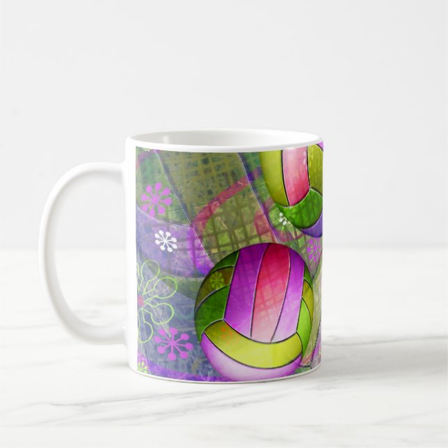 Taza De Café Grungy Girly Volleyball (Izquierda)