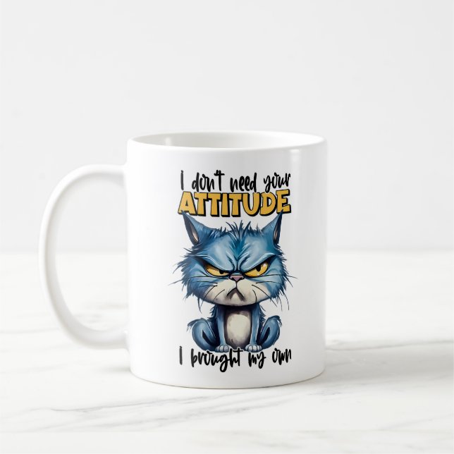 Taza De Café Gruñón De Un Gato Atenta Divertido Animal Sarcásti (Izquierda)