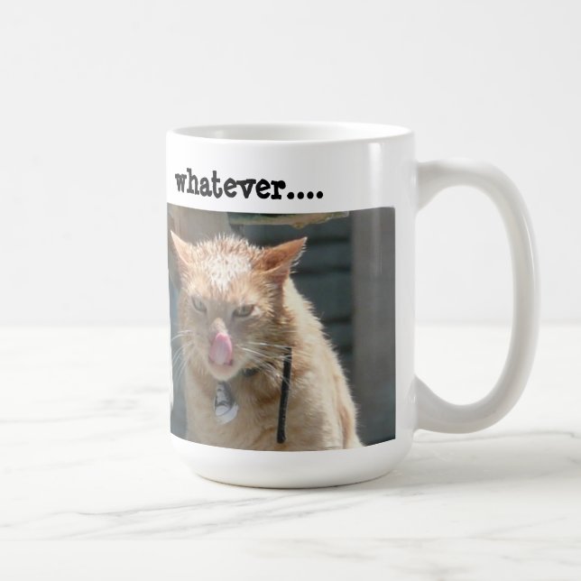 Taza de café gruñona del gato, lo que…. (Derecha)
