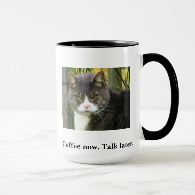 Taza de café gruñona DIVERTIDA del gato. Taza de (Derecha)