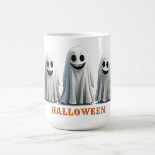 Taza De Café Grupo de fantasmas de dibujos animados amistosos n
