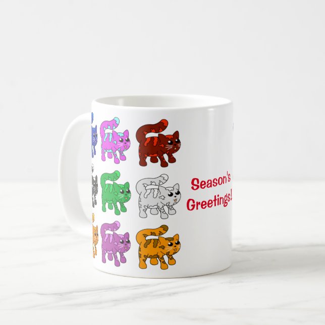 Taza De Café Grupo de gatitos del patrón de Navidad curado (Anverso izquierdo)
