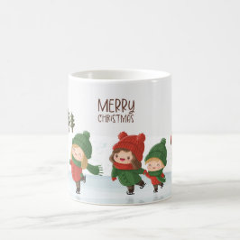 Taza De Café Grupo de niños patinando sobre hielo en Navidad