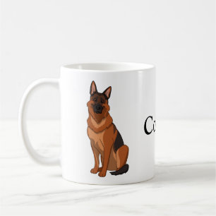Taza De Café GSD de pastor rojo y negro alemán
