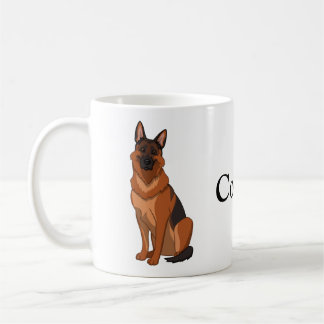 Taza De Café GSD de pastor rojo y negro alemán