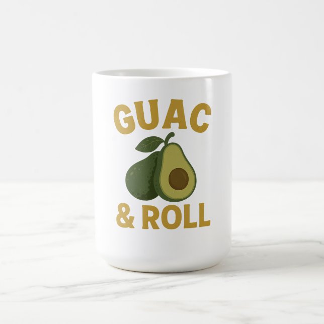 Taza De Café 🥑 Guac & Roll - Camiseta Funny de aguacate Foodie (Centro)