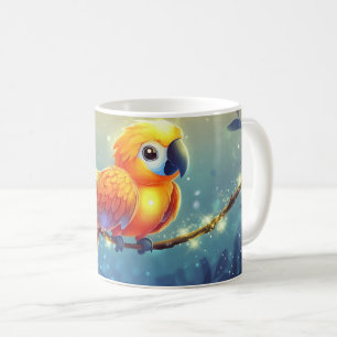 Taza De Café guacamayo luminoso posado en una rama.