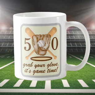 Taza De Café Guantes de béisbol Bats Temáticos Cumpleaños 50 de