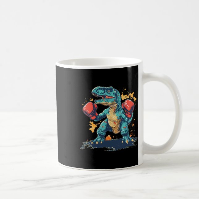 Taza De Café Guantes de boxeo cool con dinosaurio (Derecha)
