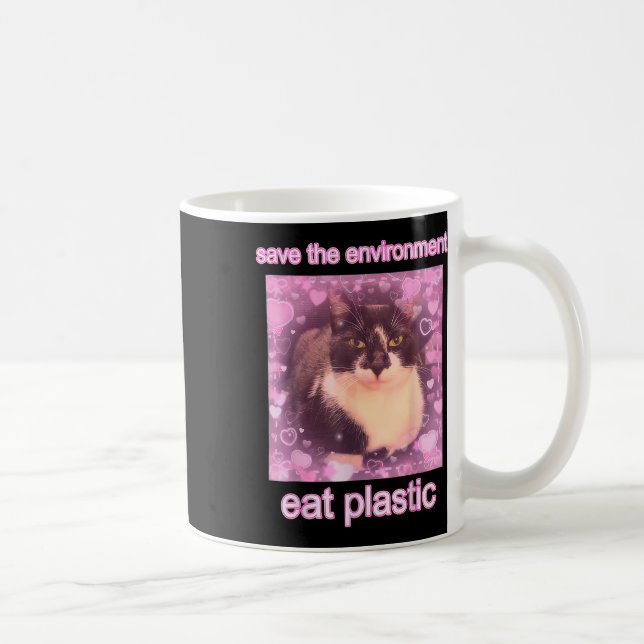 Taza De Café Guardar el ambiente Comer Plástico Gracioso Gato M (Derecha)
