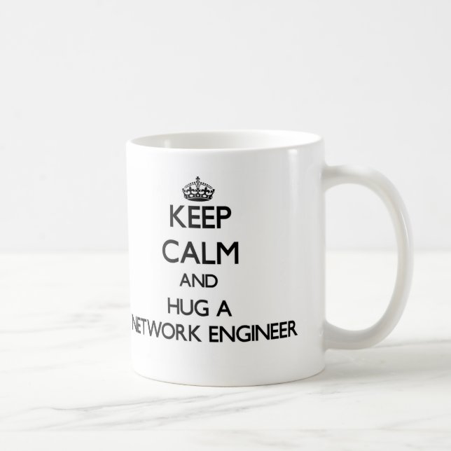Taza De Café Guarde la calma y abrace a un ingeniero de la red (Derecha)