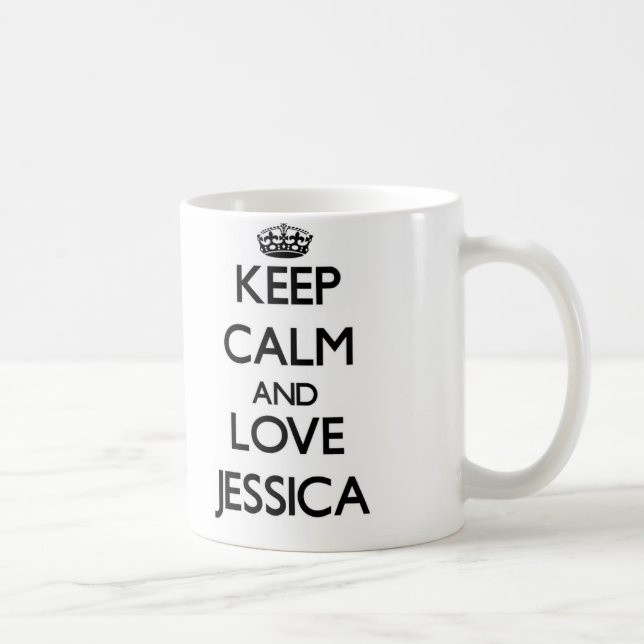 Taza De Café Guarde la calma y ame a Jessica (Derecha)