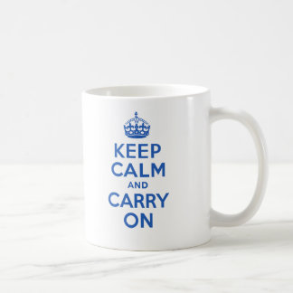Taza De Café Guarde la calma y continúe el azul