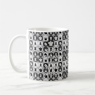 Taza De Café Guarde la calma y el modelo del ajedrez del juego