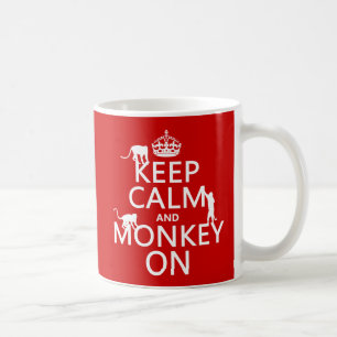 Taza De Café Guarde la calma y el mono encendido - todos los