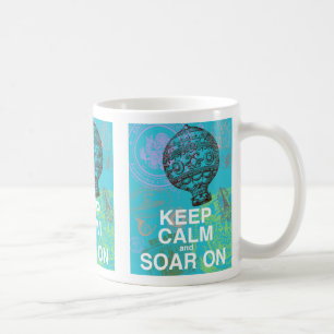 Taza De Café Guarde la calma y elévese en la impresión del ar