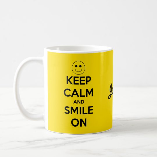 Taza De Café Guarde la calma y sonría en amarillo