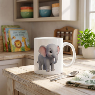 Taza De Café Guardería de dibujos animados de elefante bebé lin