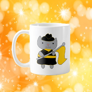 Taza De Café Guardia de Color Gato Negro y Amarillo Dorado