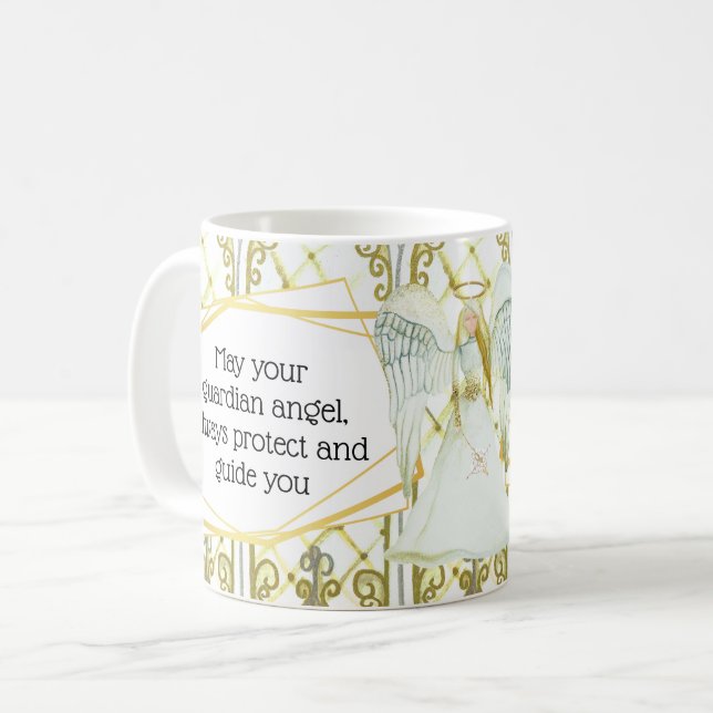 Taza De Café Guardian angel vidrios manchados vidrios cita angé (Anverso izquierdo)