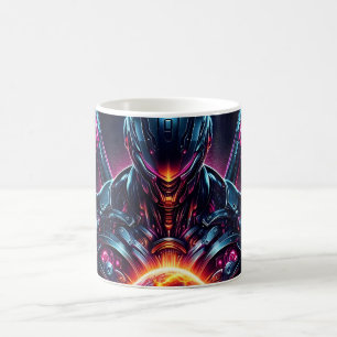 Taza De Café Guardián Cósmico Cibernético Abstracto Robot Futur