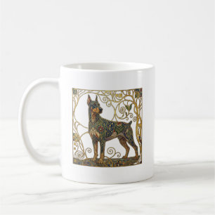 Taza De Café Guardián Dorado: Doberman Pinscher Secesionista