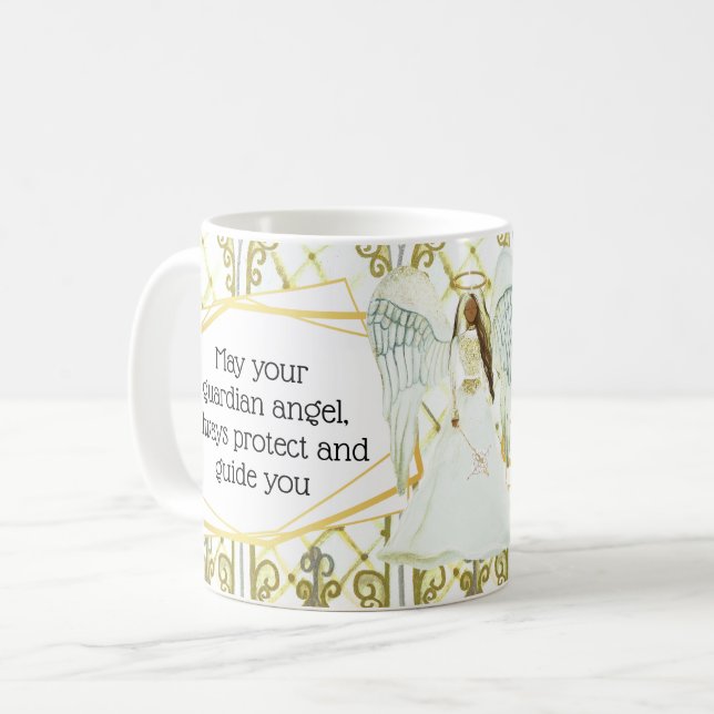 Taza De Café Guardianes angeles afroamericanos con citas (Anverso izquierdo)