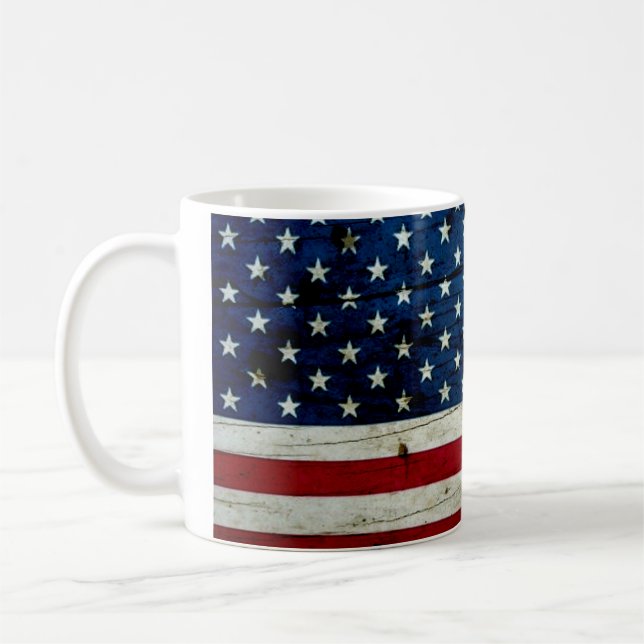 Taza De Café Guay apenó la madera de la bandera americana (Izquierda)