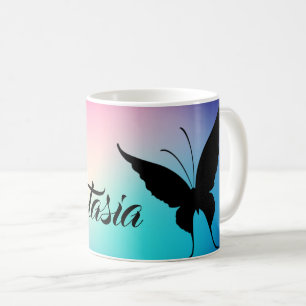 Taza De Café Guay, asombrosa, mariposa arcoiris