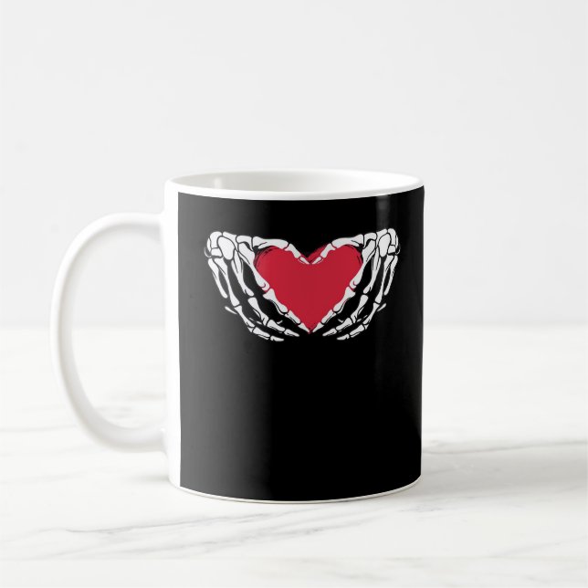 Taza De Café Guay Classic Funny Skeleton Hands Heart - Valentin (Izquierda)