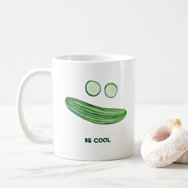 Taza De Café Guay como pepino "BE GUAY" una divertida acuarela (Con donut)