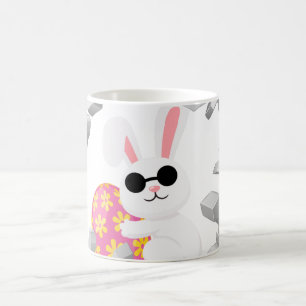 Taza De Café Guay Easter Rabbit con un conejo divertido con hue