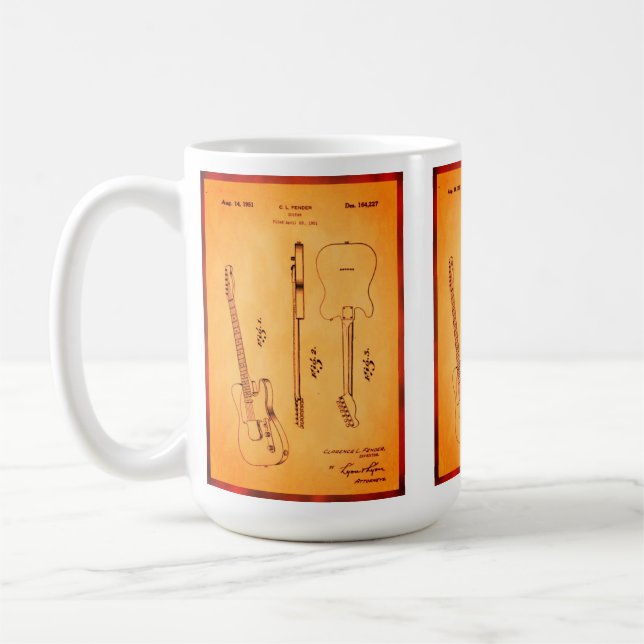 Taza De Café Guay Electric Guitar Patent Retro Art (Izquierda)