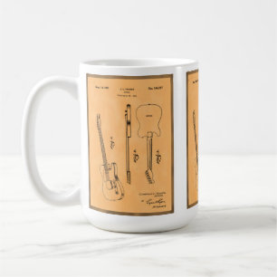 Taza De Café Guay Electric Guitar Patent Retro Art