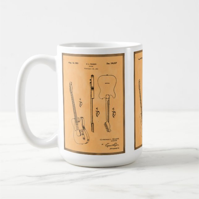 Taza De Café Guay Electric Guitar Patent Retro Art (Izquierda)