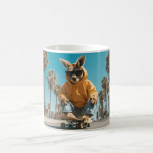 Taza De Café Guay Kangaroo en gafas de sol en una skateboard