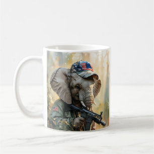 Taza De Café Guay MAGA Elephant con Gun & Camouflage AMERICA