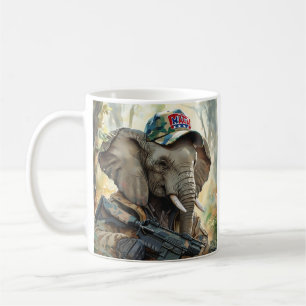 Taza De Café Guay MAGA Elephant con Gun & Camouflage AMERICA