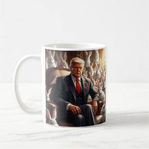 Taza De Café Guay MAGA Rabbit TRUMP rodeado de BUNNYS divertido