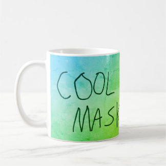 Taza De Café Guay Mask Original Handwrining azul y verde