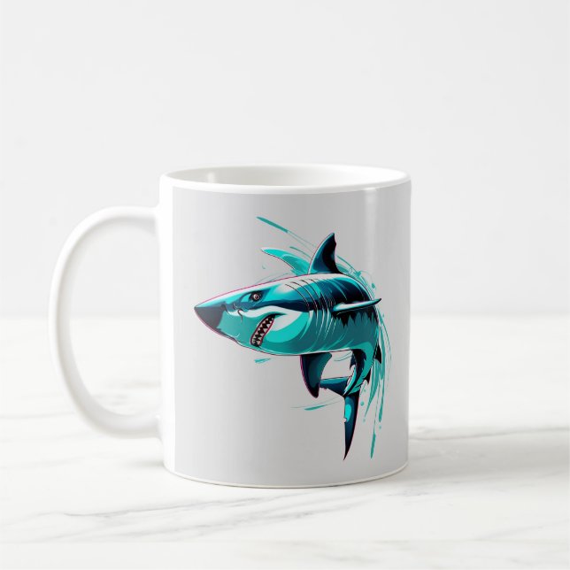 Taza De Café Guay Neon Shark Mug - Arte oceánico (Izquierda)