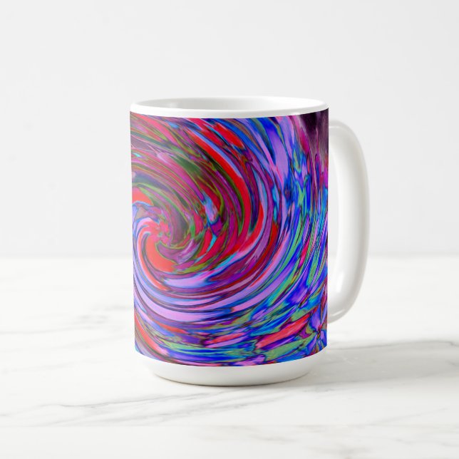 Taza De Café Guay Red, Blue and Pink Abstract Floral Swirl (Anverso derecho)