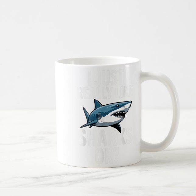 Taza De Café Guay Shark Art Para Hombres Gran Hammerhea Blanca (Derecha)