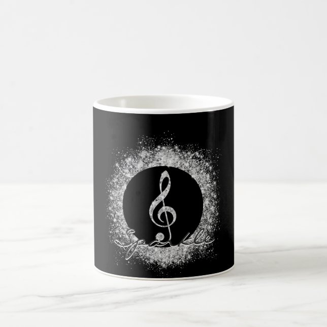 Taza De Café Guay Trendy Music Treble Clef Purpurina Sparkles (Centro)